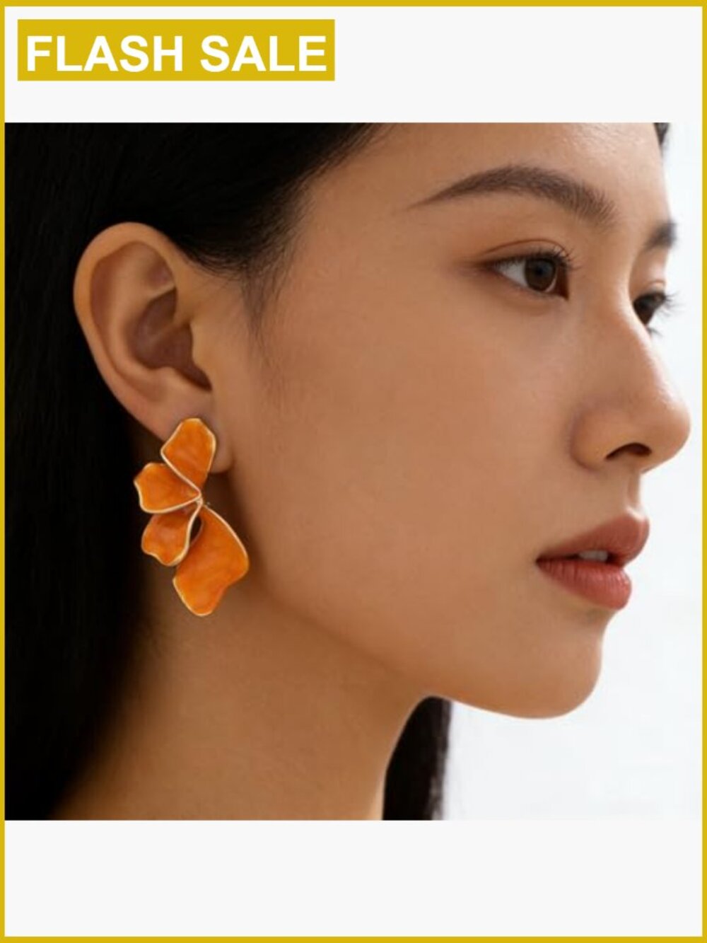 Statement Dangle Earrings Ginkgo Leaf Floral Chunky Large Irregular Petal - Picture 4 of 7